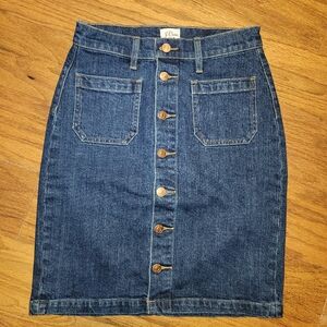 J.Crew Women's Denim Buttoned Skirt 25 NEW